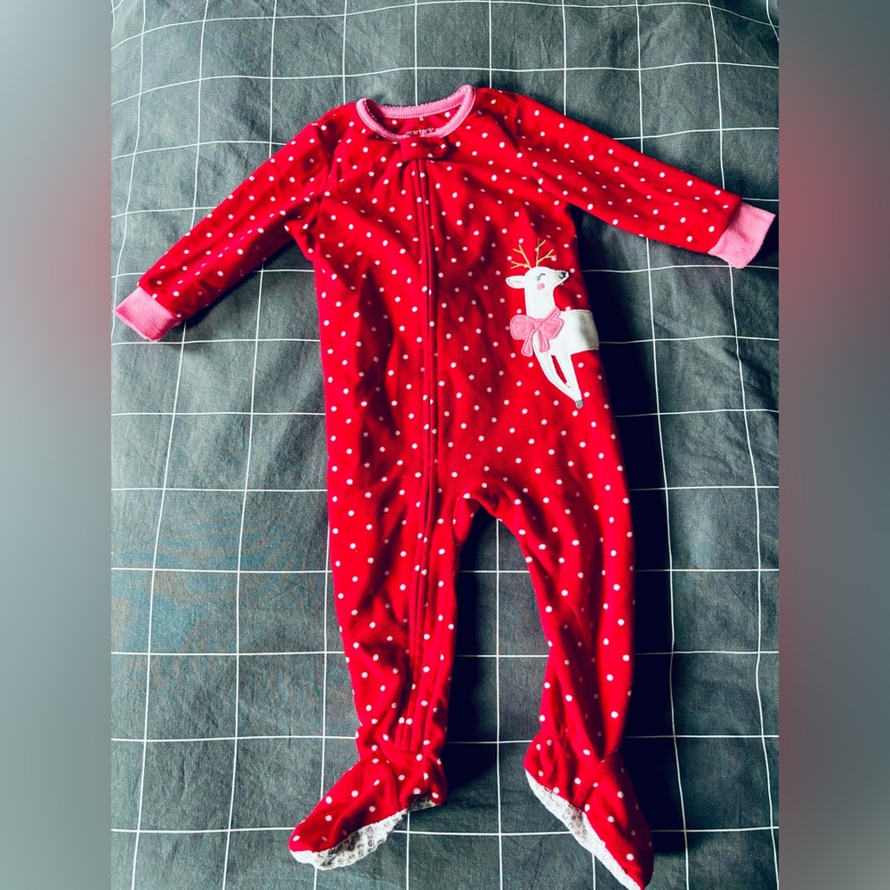 Baby 1-Piece Holiday Cheer Fleece Footie Pajamas, 18 mo